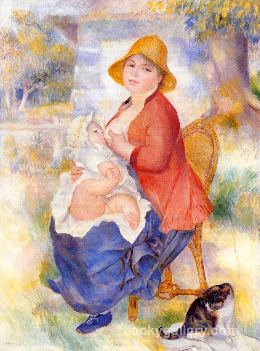 Motherhood (Woman Breast Feeding Her Child) by Pierre Auguste Renoir paintings reproduction